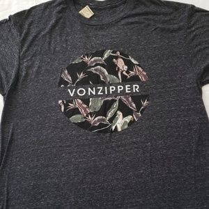NWT Men's Von Zipper Charcoal Tropical Short Sleeve Tee Size Medium